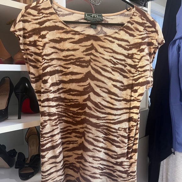 Ralph Lauren Tan and Brown Zebra Print Hoodie 2-piece Set - Picture 2 of 4